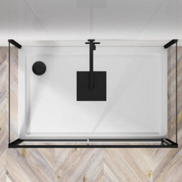 Royal Bathrooms Milan 1200 X 760mm Matt Black 3-Sided Sliding Door Shower Enclosure Rectangular With Side Panels 6mm Glass Screen - thumbnail 5
