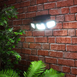 Solar Powered 260 Lumen Pir Motion Sensor Outdoor Security Wall Light With 3 Led Cob Heads, 3 Lighting Modes & 3M Detection Range - thumbnail 1