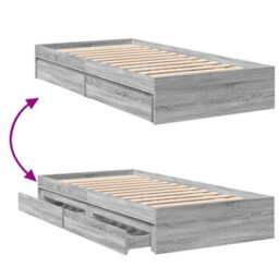 Berkfield Bed Frame With Drawers Without Mattress Grey Sonoma 90X190 Cm Single - thumbnail 7