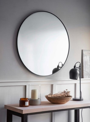 Garden Trading Cherington Indoor Wall Hung Round Wall Mirror 80Cm Black Steel - image 1