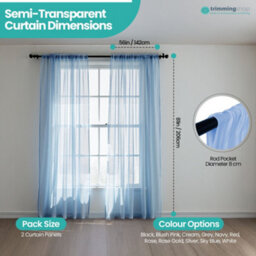 "Neel Blue Voile Curtains Slot Top, 2 Curtains, Sky Blue - 56"" Width X 81"" Drop" - thumbnail 2