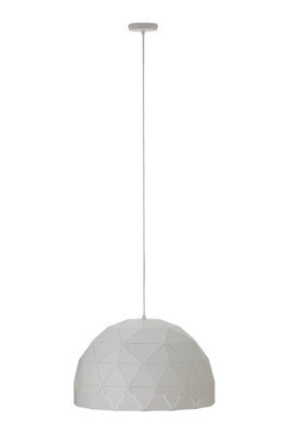 Orsina Large White Steel Dome Pendant Light, Hanging Light With Clean White Finish, Iron Shade With White Cord - image 1