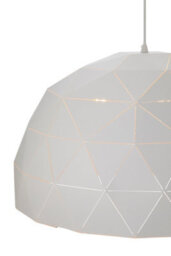 Orsina Large White Steel Dome Pendant Light, Hanging Light With Clean White Finish, Iron Shade With White Cord - thumbnail 4