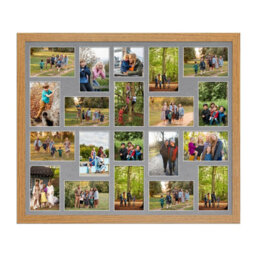 AK Frames 80X70Cm Oak Modern Multi Photo Frame With Mid Grey Mount - Holds 20 Apertures (18X) 6X4, (2X) 4X4 Photos - thumbnail 1
