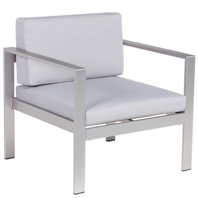 Beliani Garden Armchair Salerno Metal Light Grey - image 1