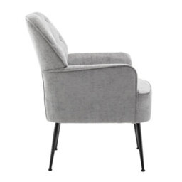 Grey Upholstered Lounge Armchair Accent Chair For Living Room Bedroom - thumbnail 4