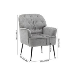 Grey Upholstered Lounge Armchair Accent Chair For Living Room Bedroom - thumbnail 2