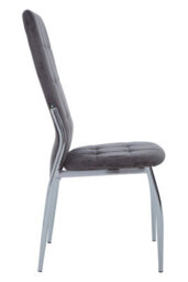 Orsina Grey Velvet High Back Dining Chair,kitchen Chair With High Back,chrome Finish Lounge Chair,chair For Patio - thumbnail 3