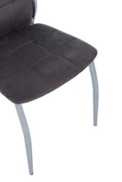 Orsina Grey Velvet High Back Dining Chair,kitchen Chair With High Back,chrome Finish Lounge Chair,chair For Patio - thumbnail 6