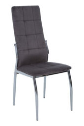 Orsina Grey Velvet High Back Dining Chair,kitchen Chair With High Back,chrome Finish Lounge Chair,chair For Patio