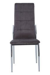 Orsina Grey Velvet High Back Dining Chair,kitchen Chair With High Back,chrome Finish Lounge Chair,chair For Patio - thumbnail 2