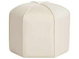 Wyld And Coco Velvet Round Pouffe 45Cm Light Beige - Modern Footstool, Rubberwood Base - thumbnail 1