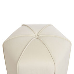 Wyld And Coco Velvet Round Pouffe 45Cm Light Beige - Modern Footstool, Rubberwood Base - thumbnail 3