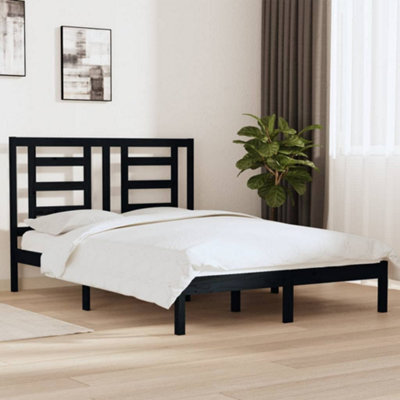 Berkfield Bed Frame Black Solid Wood Pine 140X190 Cm - image 1