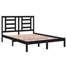 Berkfield Bed Frame Black Solid Wood Pine 140X190 Cm - thumbnail 4