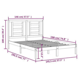 Berkfield Bed Frame Black Solid Wood Pine 140X190 Cm - thumbnail 6