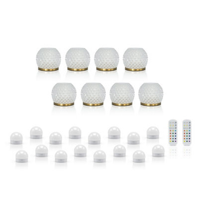 Auraglow Omniance Aurelia Rechargeable Wireless Table Lamp With Remote - 8 Lamps, 16 Light Sources, 2 Remotes - image 1