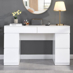Furniture In Fashion Jenson High Gloss Dressing Table With 6 Drawers In White - thumbnail 2