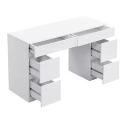 Furniture In Fashion Jenson High Gloss Dressing Table With 6 Drawers In White - thumbnail 5