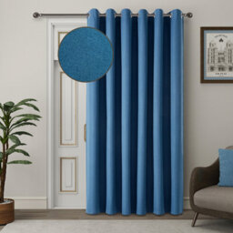 Ameha 100% Blackout Thermal Insulated Curtain 260Gsm Linen Texture Fabric-Blue,66X84'' Door Curtain For Bedroom Livingroom Home Decor Uk