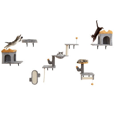 Costway Wall-Mounted Cat Tower Set Cat Climber Tree Activity Center For Living Room - image 1
