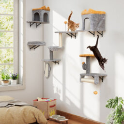Costway Wall-Mounted Cat Tower Set Cat Climber Tree Activity Center For Living Room - thumbnail 9