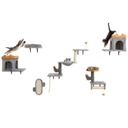 Costway Wall-Mounted Cat Tower Set Cat Climber Tree Activity Center For Living Room - thumbnail 1