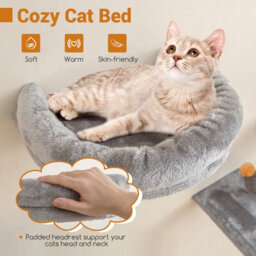 Costway Wall-Mounted Cat Tower Set Cat Climber Tree Activity Center For Living Room - thumbnail 6