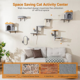 Costway Wall-Mounted Cat Tower Set Cat Climber Tree Activity Center For Living Room - thumbnail 3