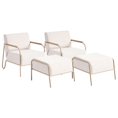 Beliani Set Of 2 Garden Chairs Nimis With Ottoman Light Beige - image 1