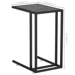 Berkfield Stylish Computer Side Table Black Marble 50X35X65 Cm Tempered Glass - thumbnail 7