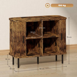Wyld Haus Lasa Rustic Brown Mid-Century Sideboard With Slatted Tambour Sliding Doors And Black Steel Legs - thumbnail 4