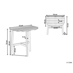 Beliani Bistro Table Osigo 44 Cm 70 Cm Acacia Wood Brown - thumbnail 3