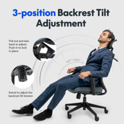 Flexispot Ergonomic Resilient Swivel Office Chair-Black - thumbnail 5