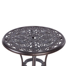 Beliani Gardenia Vintage Aluminium Round Outdoor Dining Table 68Cm - Brown - thumbnail 5