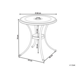 Beliani Gardenia Vintage Aluminium Round Outdoor Dining Table 68Cm - Brown - thumbnail 4