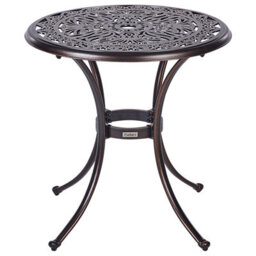 Beliani Gardenia Vintage Aluminium Round Outdoor Dining Table 68Cm - Brown - thumbnail 3