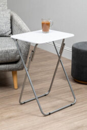 Orsina Space Saving Folding Table With White Top, Stylish Side Tables For Living Room, Sturdy Coffee Table - thumbnail 5
