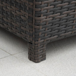 Outsunny Side Table Furniture Tempered Glass Garden Patio Wicker Brown - thumbnail 8