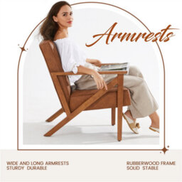 Yaheetech Light Brown Faux Leather Armchair Lounge Chair With Z-Shaped Wood Legs - thumbnail 4