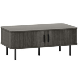 Wyld Haus Yocoma Grey Wood-Effect Rectangular Coffee Table With Tambour Sliding Doors, 1000X550X400mm - thumbnail 2
