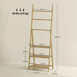 Homcom 3-Tier Folding Bamboo Bathroom Storage Shelving Unit With Towel Bars - thumbnail 3