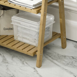 Homcom 3-Tier Folding Bamboo Bathroom Storage Shelving Unit With Towel Bars - thumbnail 9
