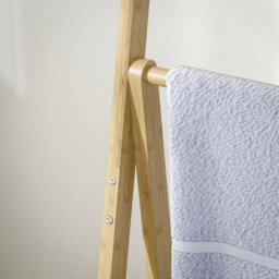 Homcom 3-Tier Folding Bamboo Bathroom Storage Shelving Unit With Towel Bars - thumbnail 8
