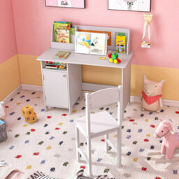 Desk And Chair Set Wooden Learning Writing Table With Storage - thumbnail 3