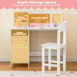 Desk And Chair Set Wooden Learning Writing Table With Storage - thumbnail 1