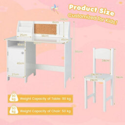 Desk And Chair Set Wooden Learning Writing Table With Storage - thumbnail 2