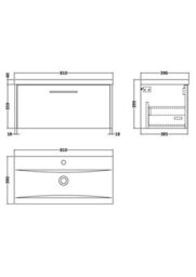 Hudson Reed Juno Wall Hung 1 Drawer Vanity Unit With Mid-Edge 1 Tap Hole Basin, Metallic Slate, 810 X 390 mm - thumbnail 7