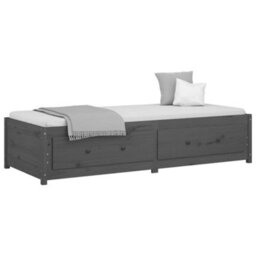 Berkfield Day Bed Grey 90X200 Cm Solid Wood Pine - thumbnail 3