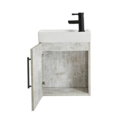 Homestylestore 400mm Grey Wall Hung Bathroom Vanity Unit And Black T Bar Handle - thumbnail 2